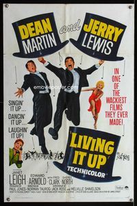 1i375 LIVING IT UP one-sheet movie poster R65 Dean Martin & Jerry Lewis, sexy Janet Leigh!