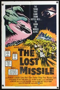 1i386 LOST MISSILE one-sheet '58 horror of horrors from outer Hell comes to burn the world alive!