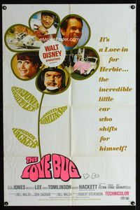 1i390 LOVE BUG one-sheet movie poster '69 Disney, Volkswagen Beetle race car Herbie!