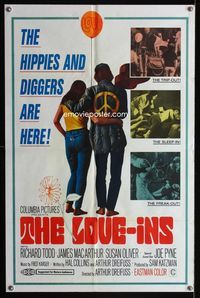 1i398 LOVE-INS one-sheet poster '67 Richard Todd, James MacArthur, hippies & diggers, sex & drugs!
