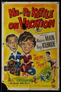 1i403 MA & PA KETTLE ON VACATION one-sheet poster '53 hillbillies Marjorie Main & Percy Kilbride!