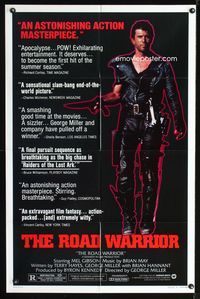 1i408 MAD MAX 2: THE ROAD WARRIOR style B one-sheet '81 full-length Mel Gibson, Mad Max returns!