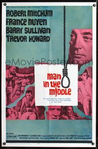1i412 MAN IN THE MIDDLE one-sheet '64 Robert Mitchum, France Nuyen, Barry Sullivan, Trevor Howard