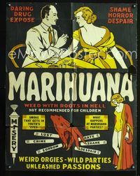 1i418 MARIHUANA one-sheet poster '35 Dwain Esper daring drug expose, the weed with roots in Hell!