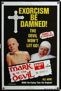 1i419 MARK OF THE DEVIL 2 one-sheet '74 banned in 19 countries, more horrifying than the original!
