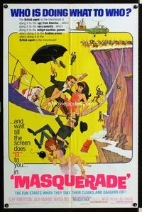1i422 MASQUERADE one-sheet movie poster '65 Cliff Robertson, great Jack Rickard artwork!