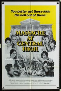 1i423 MASSACRE AT CENTRAL HIGH one-sheet movie poster '76 Robert Carradine, high school horror!
