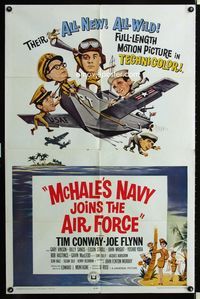 1i430 McHALE'S NAVY JOINS THE AIR FORCE one-sheet movie poster '65 Tim Conway, great wacky artwork!