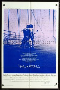 1i432 ME NATALIE one-sheet poster '69 cool image of Patty Duke & James Farentino on motorcycle!