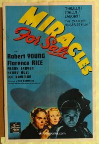 1i445 MIRACLES FOR SALE one-sheet poster '39 Robert Young, Florence Rice, directed by Tod Browning!
