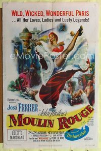 1i448 MOULIN ROUGE one-sheet poster '53 Jose Ferrer as Toulouse-Lautrec, art of sexy Zsa Zsa Gabor!