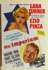1i451 MR. IMPERIUM one-sheet movie poster '51 art of super sexy Lana Turner & singer Ezio Pinza!