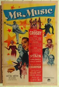 1i452 MR. MUSIC style A 1sheet '50 Bing Crosby, Groucho Marx, Charles Coburn, Hussey, Robert Stack