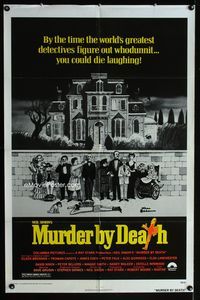 1i454 MURDER BY DEATH one-sheet poster '76 great Charles Addams artwork of cast by spooky house!