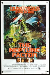 1i465 NEPTUNE FACTOR one-sheet movie poster '73 really cool John Berkey giant fish sci-fi art!