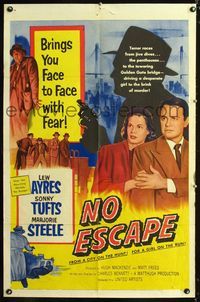 1i470 NO ESCAPE one-sheet movie poster '53 Lew Ayres is face to face with fear!