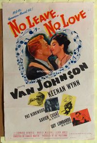 1i471 NO LEAVE NO LOVE one-sheet '46 Van Johnson, Al Hirschfeld art of Xavier Cugat & Guy Lombardo!