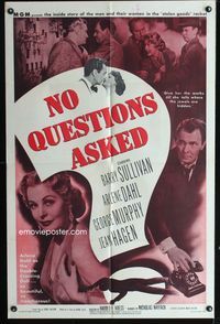 1i472 NO QUESTIONS ASKED one-sheet movie poster '51 Arlene Dahl is a double-crossing doll!