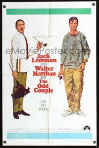 1i475 ODD COUPLE one-sheet '68 art of best friends Walter Matthau & Jack Lemmon by Robert McGinnis!