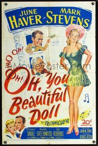 1i477 OH YOU BEAUTIFUL DOLL one-sheet movie poster '49 wonderful super sexy artwork of June Haver!
