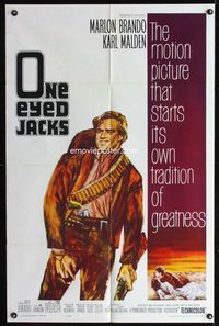 1i480 ONE EYED JACKS one-sheet movie poster '61 great artwork of star & director Marlon Brando!