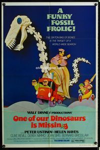 1i483 ONE OF OUR DINOSAURS IS MISSING one-sheet '75 Disney, a funky fossil frolic, great artwork!