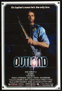 1i491 OUTLAND one-sheet poster '81 Sean Connery posing with shotgun is the only law on Jupiter!
