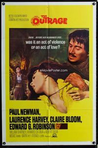 1i494 OUTRAGE one-sheet poster '64 Paul Newman, Laurence Harvey, Claire Bloom, Edward G. Robinson