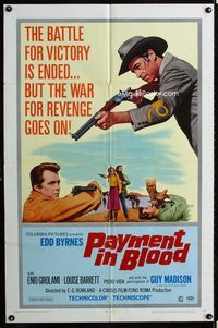 1i506 PAYMENT IN BLOOD one-sheet movie poster '68 spaghetti western, the war for revenge goes on!