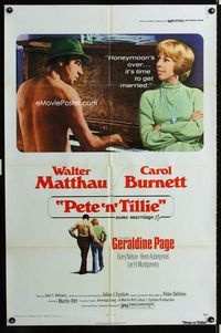 1i513 PETE 'N' TILLIE one-sheet movie poster '73 Walter Matthau, Carol Burnett, Martin Ritt