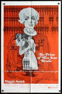 1i533 PRIME OF MISS JEAN BRODIE one-sheet poster '69 artwork of Maggie Smith & Pamela Franklin!