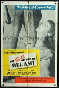 1i538 PRIVATE AFFAIRS OF BEL AMI one-sheet '47 sexy Angela Lansbury loves scoundrel George Sanders!