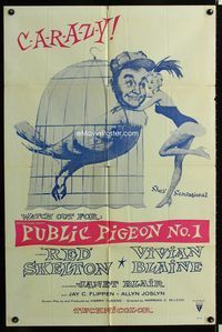 1i544 PUBLIC PIGEON NO 1 1sh R61 great artwork of Red Skelton as bird in cage & sexy Vivian Blaine!