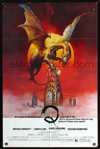 1i545 Q one-sheet poster '82 great Boris Vallejo fantasy artwork of the winged serpent Quetzalcoatl!