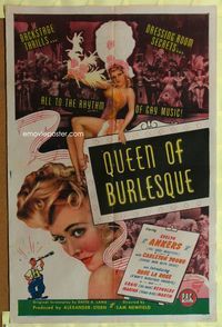 1i547 QUEEN OF BURLESQUE one-sheet '46 super sexy showgirl Evelyn Ankers' dressing room secrets!