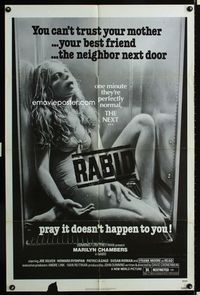 1i550 RABID one-sheet movie poster '77 gruesome image of Marilyn Chambers, David Cronenberg