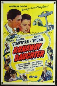 1i562 RED SALUTE one-sheet movie poster R48 Barbara Stanwyck, Robert Young, Runaway Daughter!