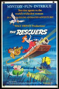 1i566 RESCUERS one-sheet movie poster '77 Walt Disney mouse adventure cartoon!