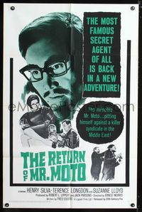 1i568 RETURN OF MR. MOTO one-sheet poster '65 Asian detective Henry Silva is now a secret agent!