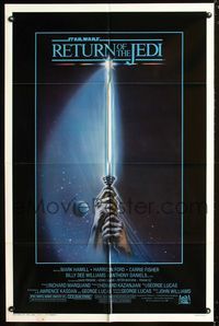 1i571 RETURN OF THE JEDI lightsaber style one-sheet movie poster '83 George Lucas classic!
