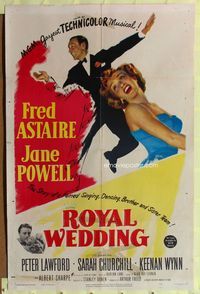 1i585 ROYAL WEDDING one-sheet poster '51 great image of dancing Fred Astaire & sexy Jane Powell!