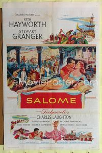 1i588 SALOME style B one-sheet movie poster '53 artwork of sexy Rita Hayworth & Stewart Granger!