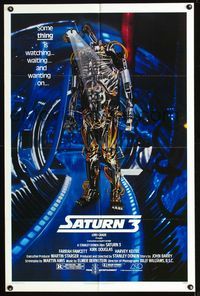 1i590 SATURN 3 one-sheet movie poster '80 Kirk Douglas, Farrah Fawcett, really cool robot image!