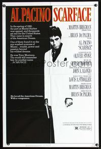 1i593 SCARFACE one-sheet '83 Al Pacino as Tony Montana, Pfeiffer, Brian De Palma, Oliver Stone