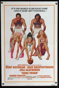 1i597 SEMI-TOUGH one-sheet movie poster '77 Burt Reynolds, Kris Kristofferson, sexy football art!