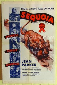 1i598 SEQUOIA one-sheet movie poster R53 cool artwork of mountain lion attacking man!