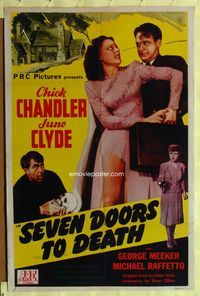 1i599 SEVEN DOORS TO DEATH one-sheet movie poster '44 Chick Chandler & sexy June Clyde!