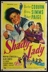 1i601 SHADY LADY one-sheet poster '45 Charles Coburn cheats at gambling with an ace up his sleeve!