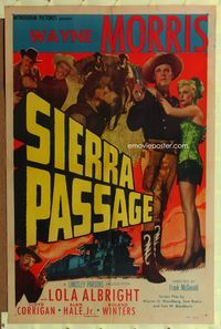 1i606 SIERRA PASSAGE one-sheet poster '50 great image of cowboy Wayne Morris & sexy Lola Albright!