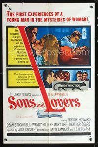 1i619 SONS & LOVERS one-sheet movie poster '60 from D.H. Lawrence's novel, Trevor Howard